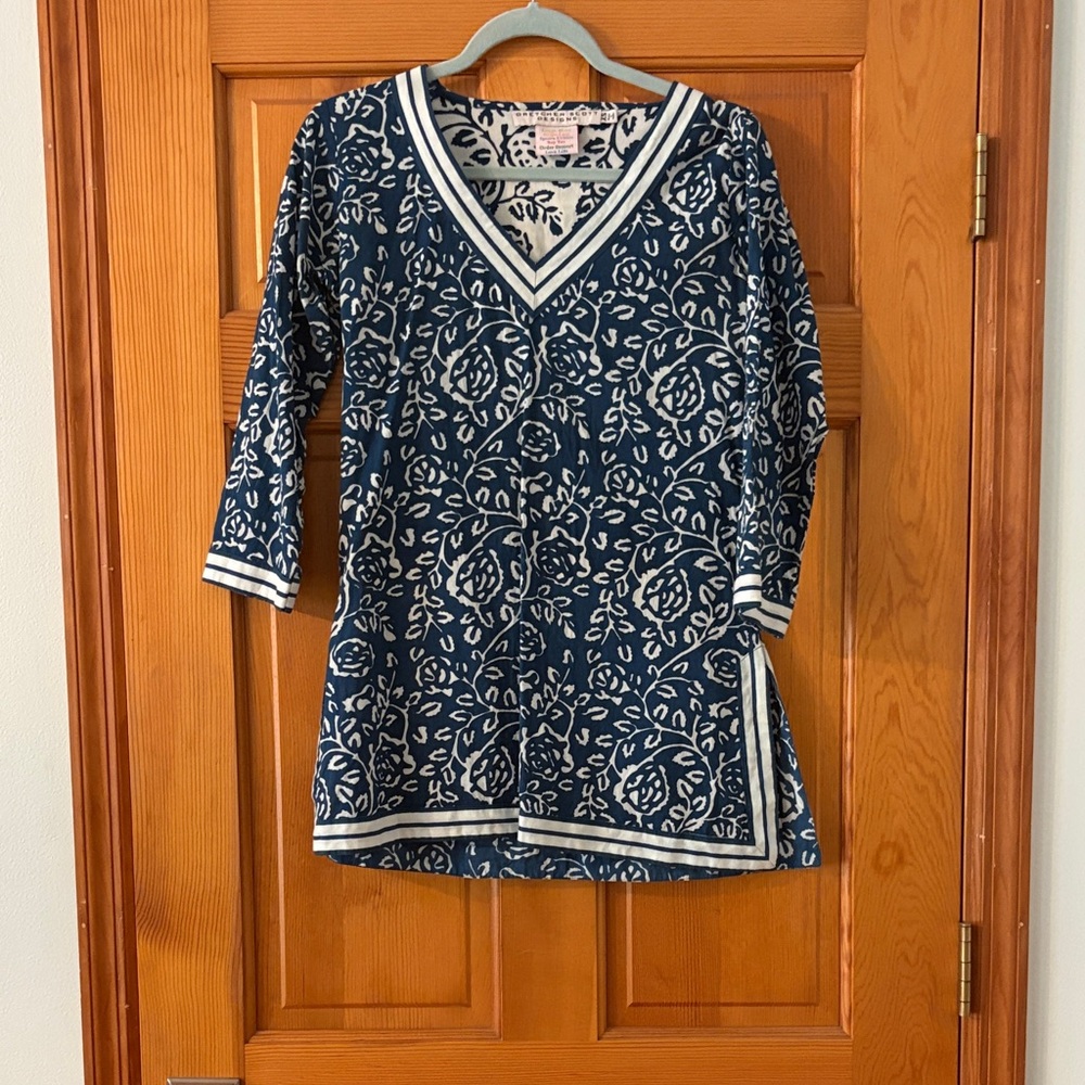 Gretchen Scott Designs Navy and White Tunic